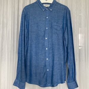 Urbanman linen/rayon casual, chambray, summer, beach, button down shirt! Size M